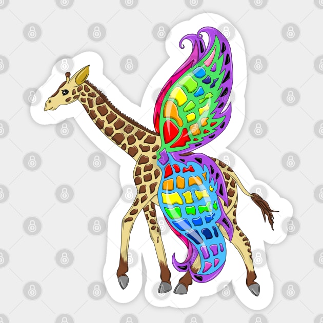 Giraffe Fly Sticker by MelanieJeyakkumar